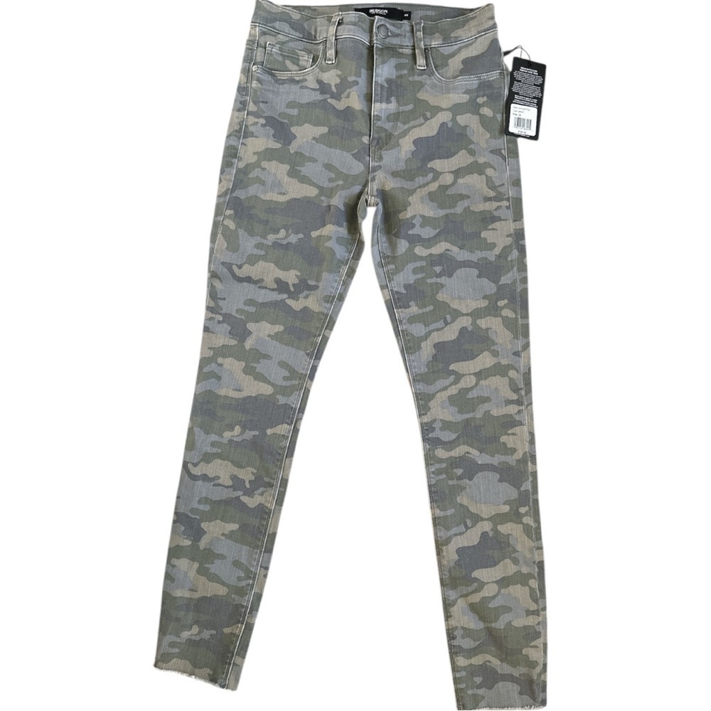 Hudson Camouflage Barbara Super Skinny Jean High Waist Ankle Raw Hem NWT Flaw 25